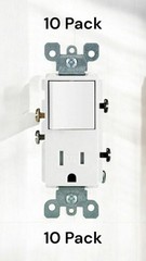 (10)-Leviton Decora White 15A Electrical Switch & Outlet R62-T5625-0WS