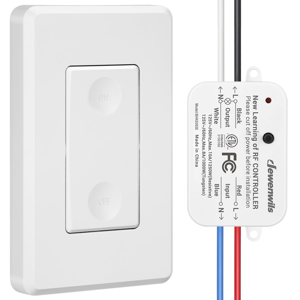 DEWENWILS Wireless Remote Light Switch, 2.14″L x 1.46″W x 0.92″H, White
