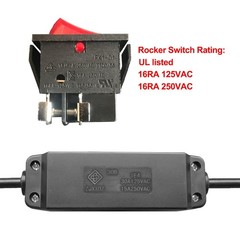 Inline Cord Switch, Heavy Duty 16A AC125V/250V Large Current in-Line On/Off R…