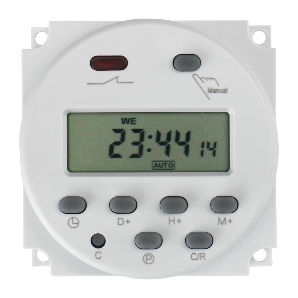 Baomain Time Switch Relay,Digital LCD Programmable Timer,24V Timer, White
