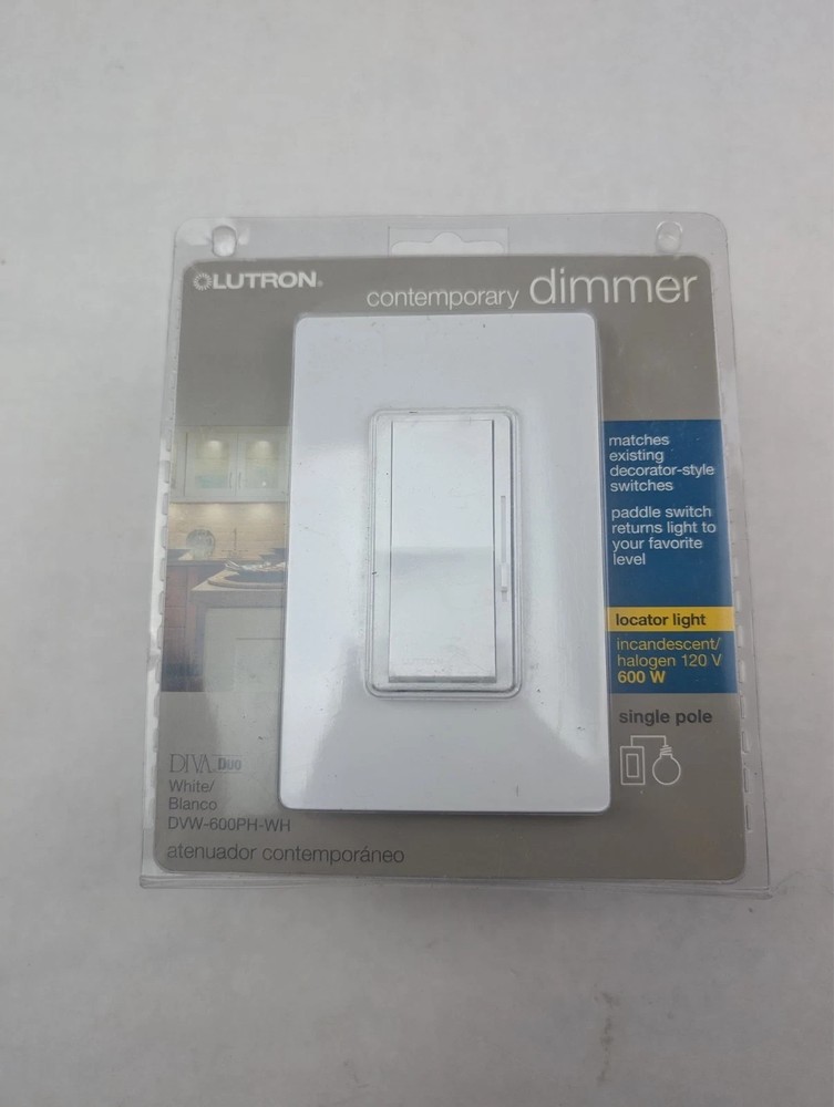 Lutron Contemporary Dimmer Switch DVW-600PH-WH 600W DIMMER