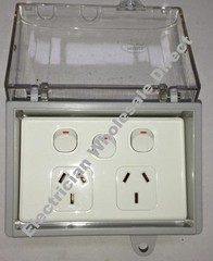 Weather proof Double Power Point + SWITCH + WATER Enclosure Lock Clear Lid GPO