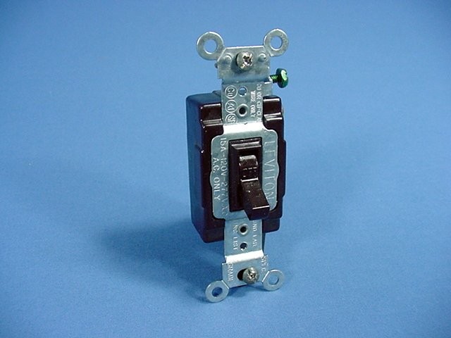Leviton 54501-2 Brown Commercial Grade Framed Single Pole Toggle Switch 15A Bulk