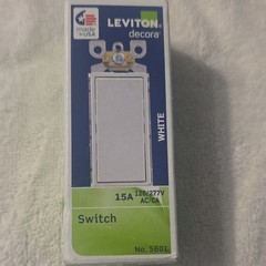 Leviton Decora 5601 Single Pole Rocker Switch 15A 120-277VAC White