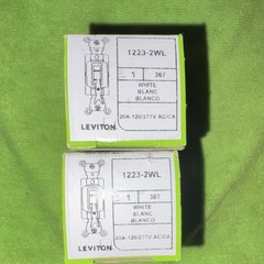 Leviton 1223-2WL 20A 120/277V AC White Toggle On/Off Wall Switch 2-Pack