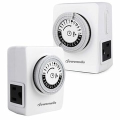 DEWENWILS 2Pcs Indoor 24-Hr Plug In Grounded Daily 2 Outlet Timer Light Switch