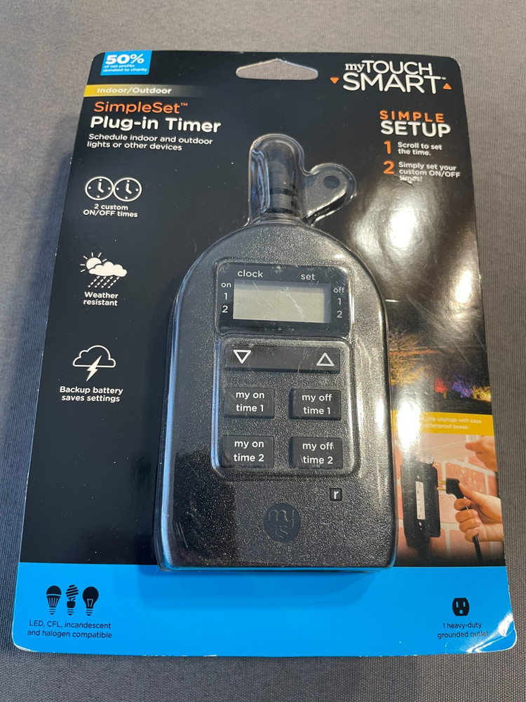 NEW Jasco My Touch Smart SimpleSet Plug In Digital Timer Indoor Outdoor