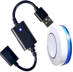 USB Remote Control Switch with Wireless Key Fob, LED Indicator, Black (White)