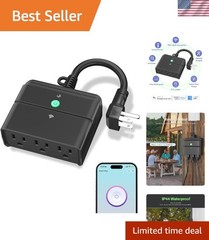 Smart WiFi Heavy Duty Outdoor Outlet, Timer and Countdown Function, No Hub Re…