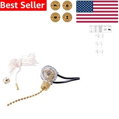 Pull Chain Switch SPST Brass ON-OFF 6A/125V AC 6 Inch Wire Terminal