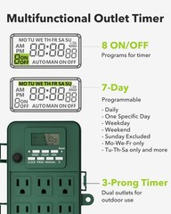 Durable 7-Day Digital Timer Surge Protector – 6FT Outdoor Extension Cord