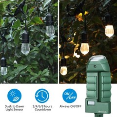 DEWENWILS Outdoor Power Strip Timer, Yard Stake ChristmasTimer Dusk to Dawn