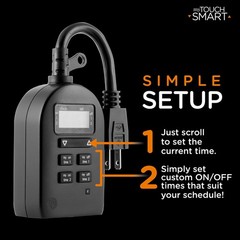 Black Programmable Indoor Outdoor Digital Timer with Grounded Outlet