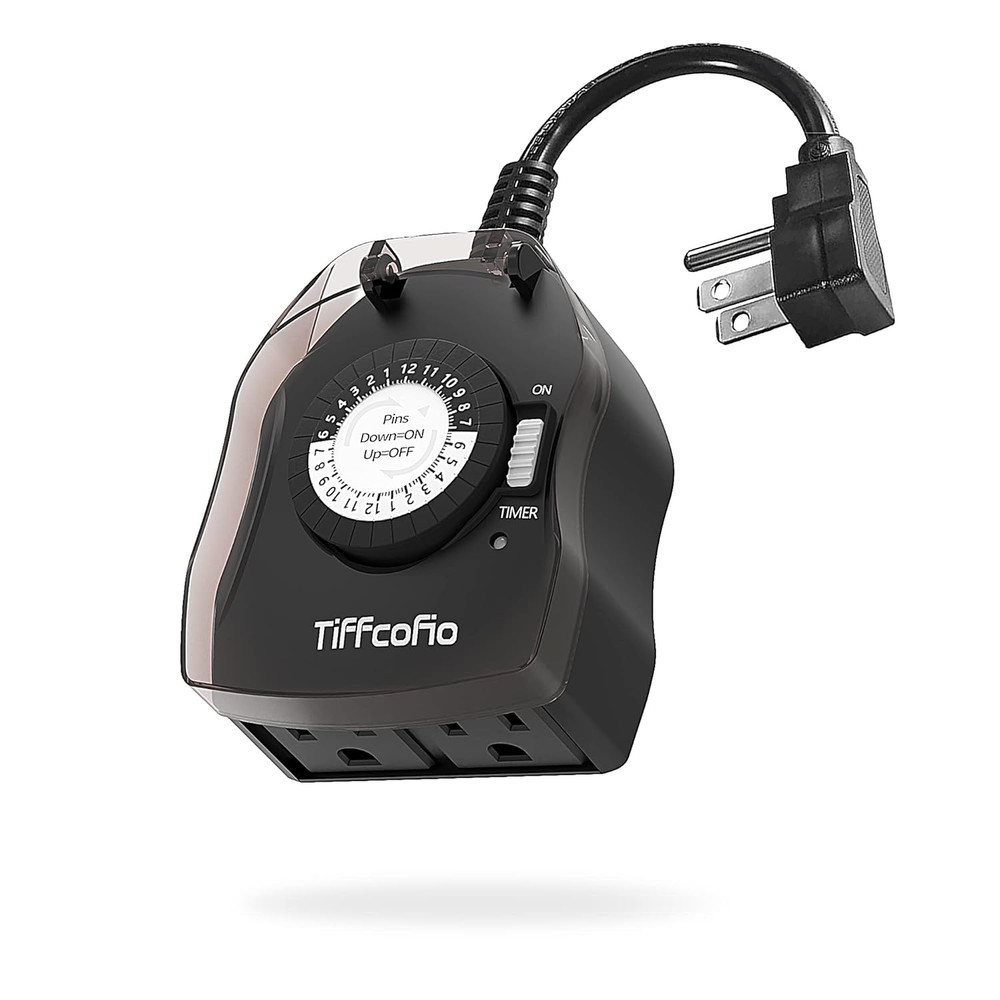 Outdoor Timer Outlet, 24 Hour Mechanical Outdoor Timer for Pool Pump, Outdoor Li