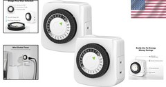 24-Hour Mechanical Indoor Timers – 2 Prong, 2 Pack for Home Automation