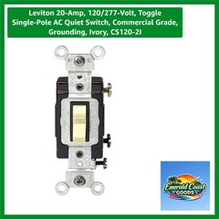 20-Amp, 120/277-Volt, Toggle Single-Pole AC Quiet Switch, Commercial Grade, G…
