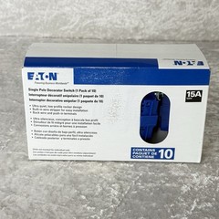 Pk of 10 Eaton 7501W-10-L Single Pole Decorator Switch 15A-120/277V White – New