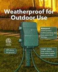 Durable 7-Day Digital Timer Surge Protector – 6FT Outdoor Extension Cord