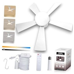 Socket Fan Light, Plug in Ceiling Fan, Gazebo Fan, Outdoor/Indoor, 20.5″ White