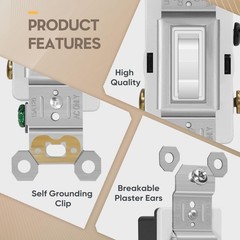 20 Pack Single Pole Or 3Way Toggle Electrical Wall Light Switch 15A