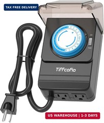 Heavy Duty Outdoor Waterproof 24H Timer for Pool Pump & Lights, 2 Outlets