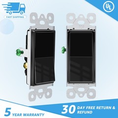2PK 3 Way Light Switch White Single Pole 15A 120/277V UL/CUL Listed Rocker Home