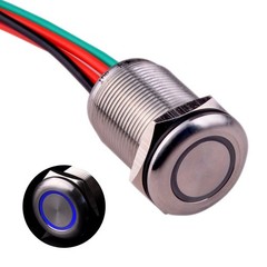 Touch Switch UT19Z11 Latching DC 6V-24V Blue LED On Fits 19mm 3/4 Mount Hole