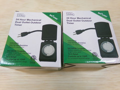 BN LINK Compact 24 Hour Mechanical Dual Outlet Outdoor Timer Lot of 2