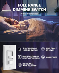 Dimmer Switch for LED Lights, 600W Incandescent/Halogen and 150W CFL/LED, Single