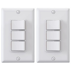 Decorator Triple Rocker Light Switch, Electrical Three Single Pole Paddle Switch