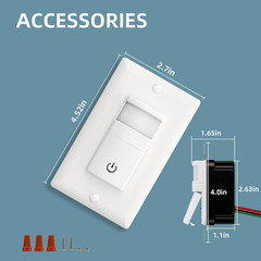 ECOELER Motion Sensor Light Switch, Single Pole No Neutral Wire Wall Switch | OC