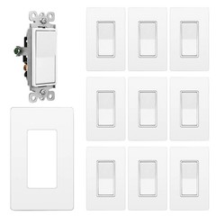 CML 3 Way Wall Light Switch, 10 Pack Decorator Rocker Paddle Interrupter, Single