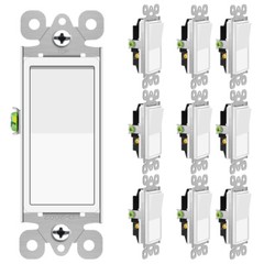 10Pk 3 Way Switch ,Single Pole Double Throw Switch 15A 120/277V,White,UL/CUL