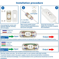 Inline Cord Switch 2-Pack White Button,Rated 6A 250V On/Off Electrical Wire Appl