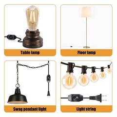 Upgraded UL-Certified 2-Pack Inline Dimmer Switch, Full Range Rotary Cord Swi…
