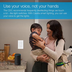 Caseta Smart Dimmer Switch and Remote Kit for Wall and Ceiling Lights, 150-Watt