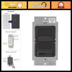 Dimmable LED/Incandescent/Halogen Dimmer Switch, SureSlide, Black, Easy Install