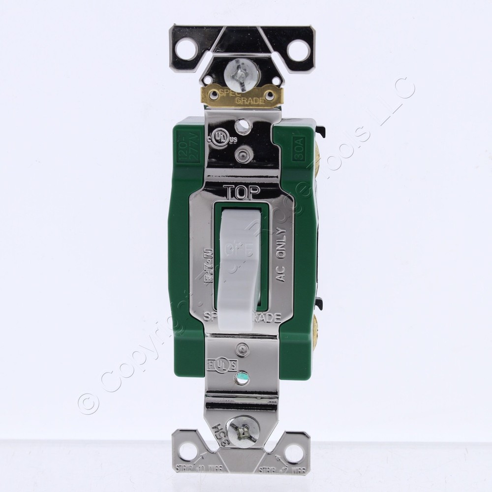 Eaton White Industrial Single Pole Toggle Wall Light Switch 30A 3031W Bagged