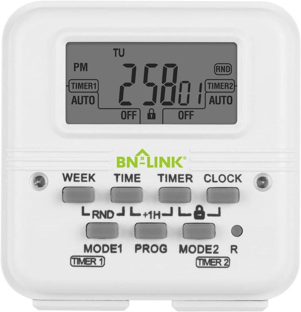 BN-LINK Indoor Digital Light Timer, Dual Independent, 1-Pack, 3 Prong
