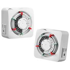 Mechanical Timer with 2 Grounded Outlets, Indoor Electrical Plug in Timer with T
