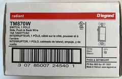 **Box of 10** TM870-W Legrand Pass & Seymore Decora Rocker Flat Light Switch