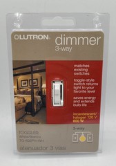Lutron Toggler Switch & Dimmer 600/Watts 3-Way Incandescent Halogen (120V) White