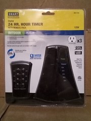 Smart Electrician Digital 24 HR Timer with Remote Pack Outdoor Plug in Holiday