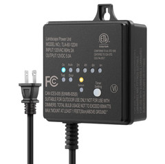 60W 120V AC to 12V DC Outdoor Low Voltage Transformer with Timer and Photocell
