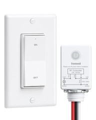 Wireless Light Switch and Receiver Kit, Decorator Rocker Wall Switch, 15A Hig…