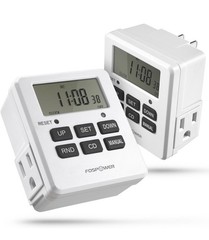 Fospower 7 Day Digital Timers for Electrical Outlets Indoor, Heavy Duty Dual Pro