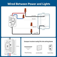 DEWENWILS Wireless Remote Light Switch, 2.14″L x 1.46″W x 0.92″H, White