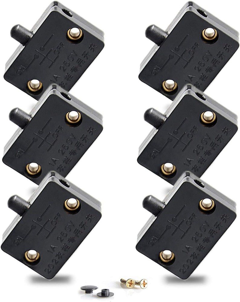 6pcs On Off Door Switch For Closet Light Black Normally When Opens Cabinet Elect