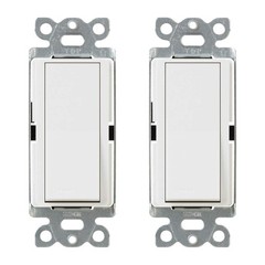 Claro On/Off Switch 15Amp, SinglePole, CA1PSWH2, White, 2 Pack