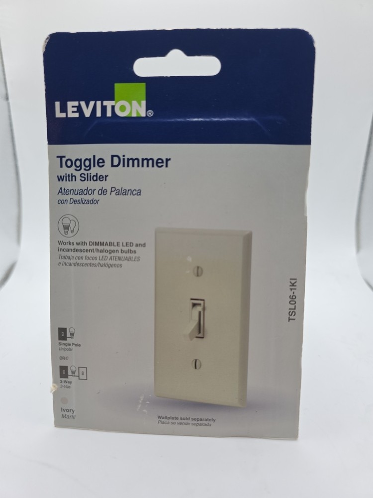 Leviton Toggle Dimmer with Slider 3-Way 1-Pole White TSL06-1KI Ivory